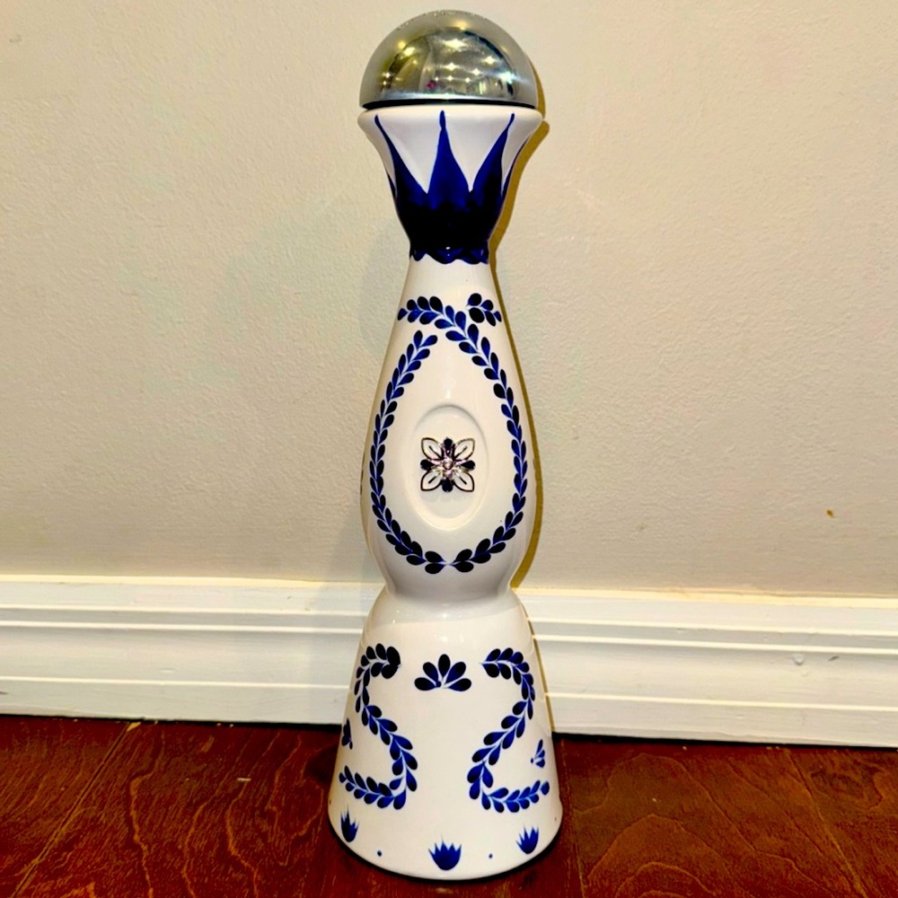 EMPTY CLASE AZUL Tequila Blue and White Decorative Bottle